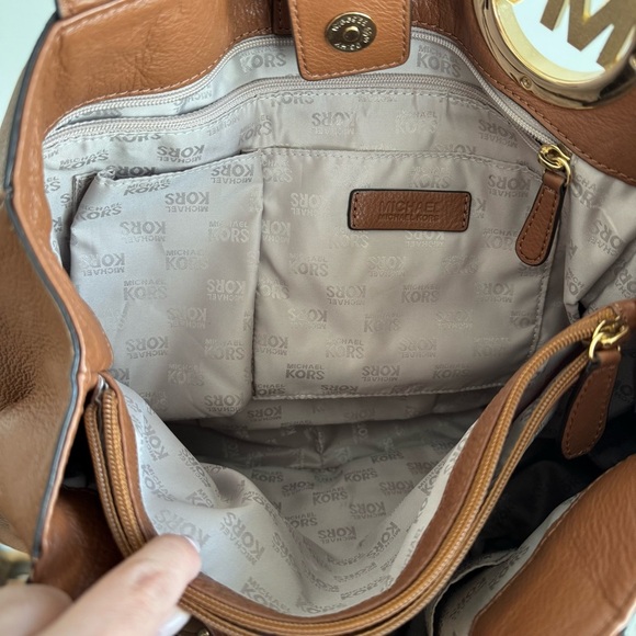 Michael Kors Brown / Cognac Pebbled Leather Shoulder Bag - Picture 5 of 7